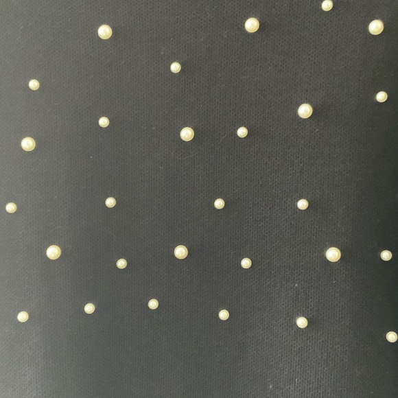 London Times Black Knit Dress White Pearl Accents Scalloped Neckline NWT Large - Picture 2 of 8